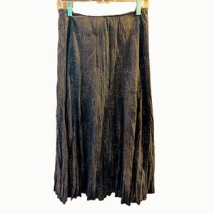 Chicos Faux Suede Flared Midi/Maxi Skirt with Copper Paisley design